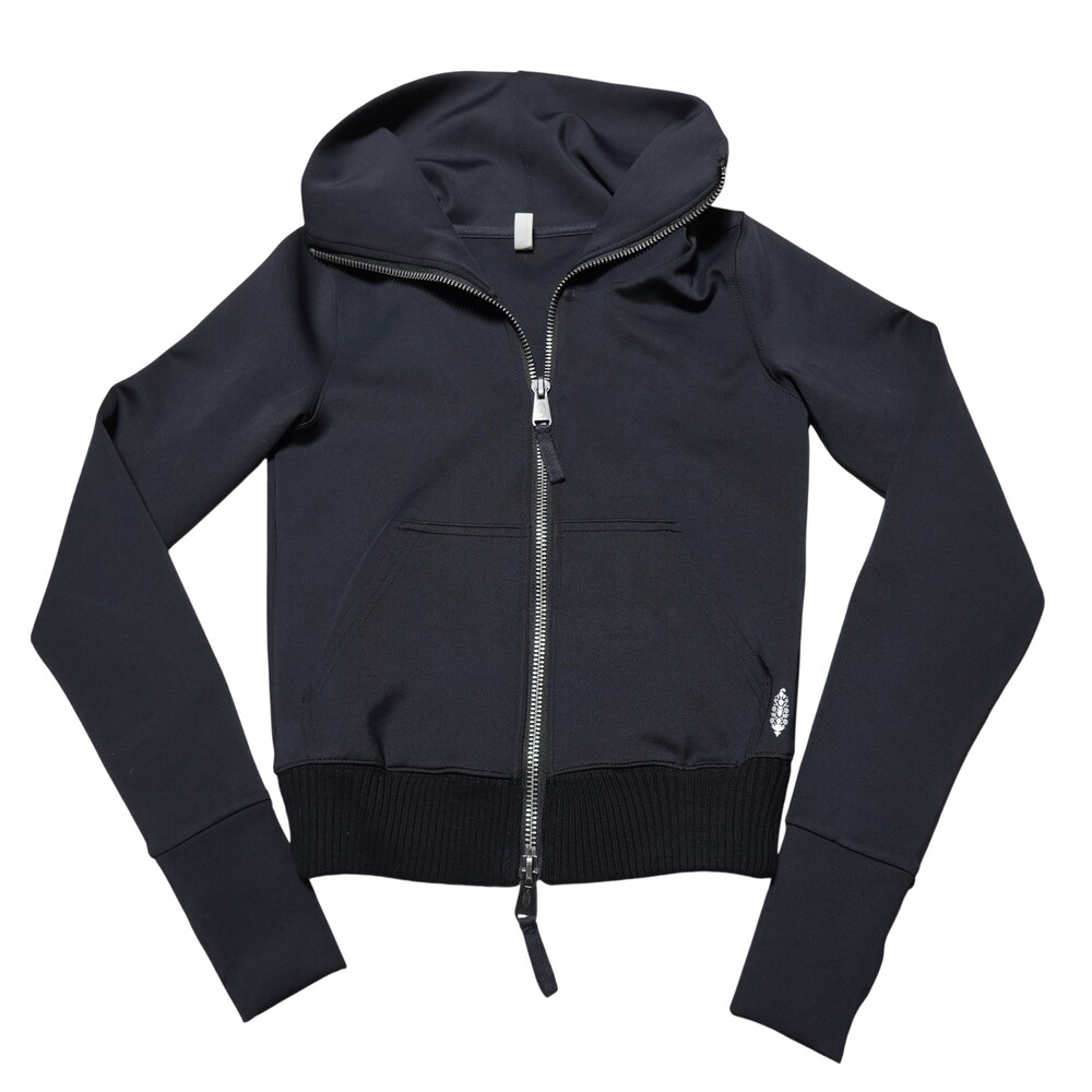FP Movement Hoodie Sweatshirt Womens Small Black Full Zip Slim Fit Logo